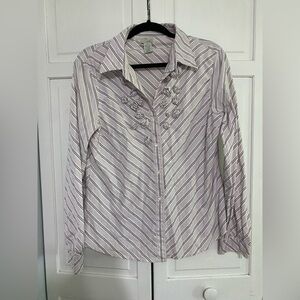Rare Vintage Anthropologie Odille cotton striped blouse size 14